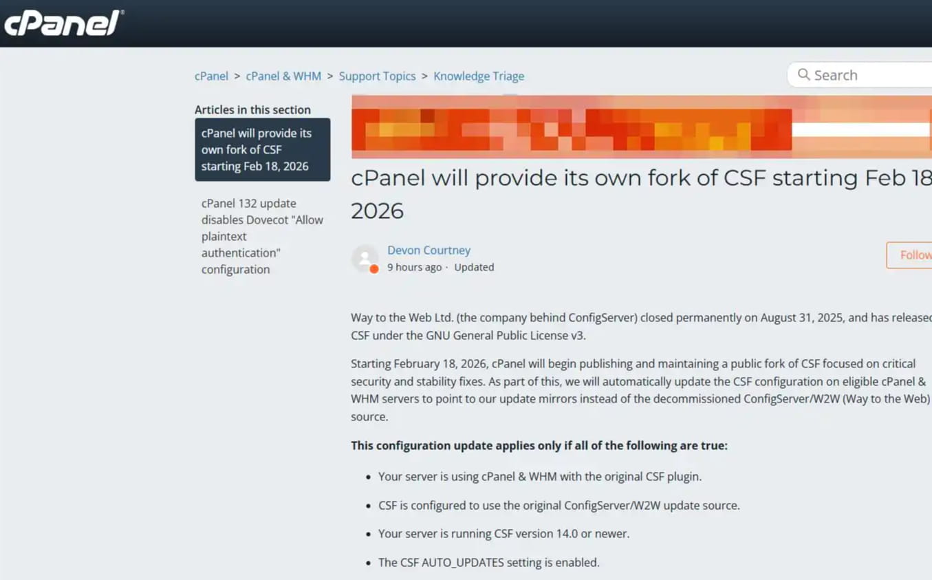 cPanel即将发布并维护CSF的公共分支版本 -文德数据